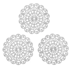 Metall-Ornamente, Design 34, Ø 8,1cm, silber, 3 Stück