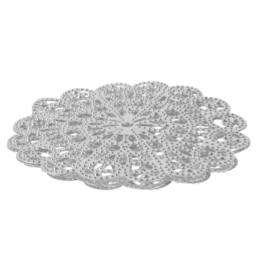 Metall-Ornamente, Design 34, Ø 8,1cm, silber, 3 Stück