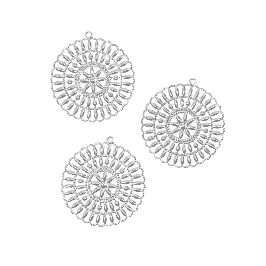 Metall-Ornamente, Design 38, Ø 5,5cm, silber, 3 Stück