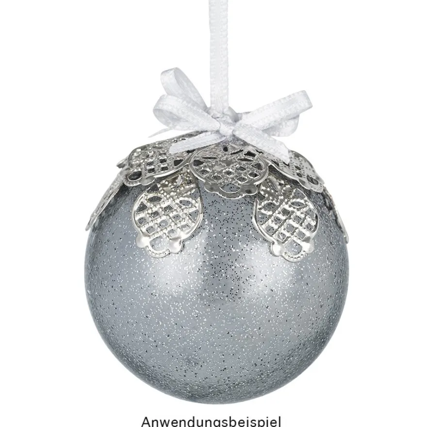 Metall-Ornamente, Design 43, Ø 4,5cm, silber, 9 Stück