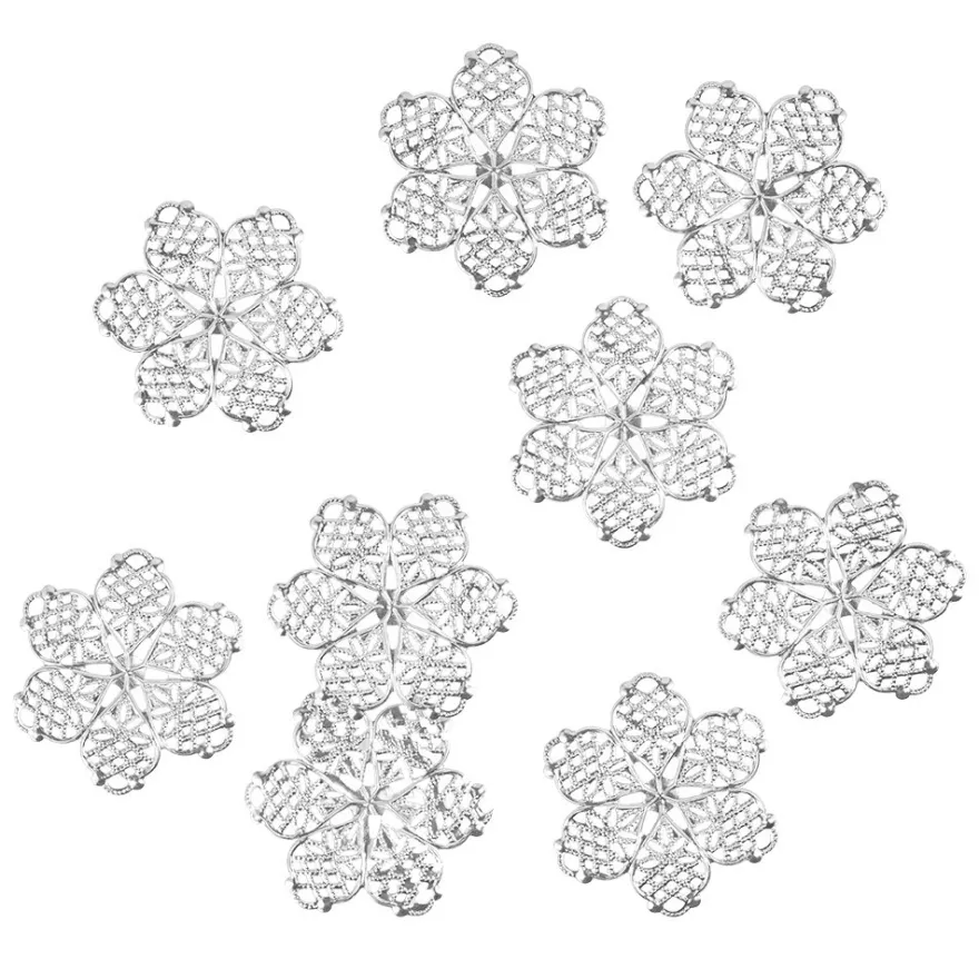 Metall-Ornamente, Design 43, Ø 4,5cm, silber, 9 Stück