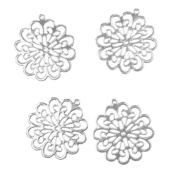 Metall-Ornamente, Design 39, Ø 6,1cm, silber, 4 Stück