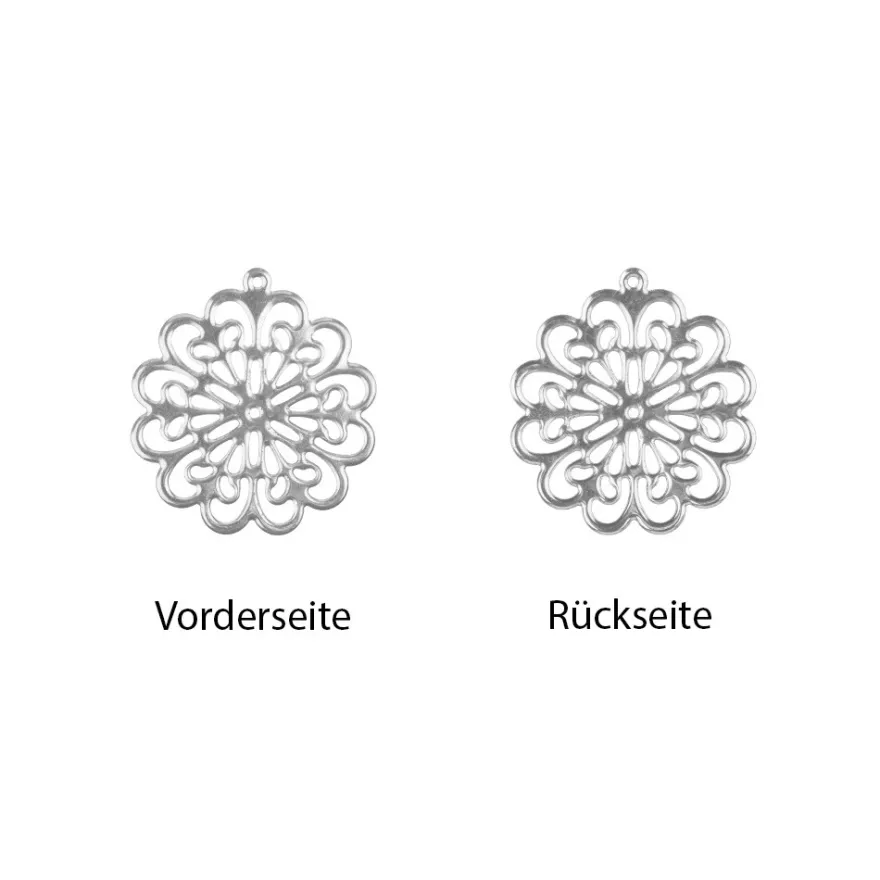 Metall-Ornamente, Design 39, Ø 6,1cm, silber, 4 Stück