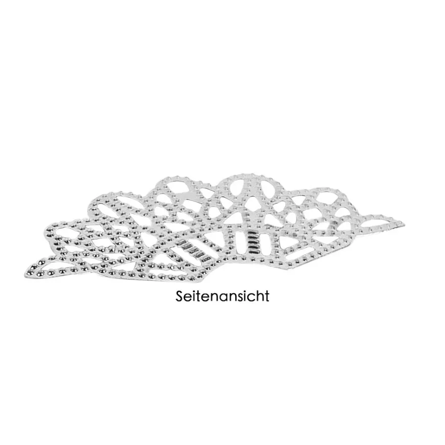 Metall-Ornamente, Design 7, 4,4cm x 2cm, silber, 15 Stück
