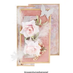 Metall-Ornamente, Design 3, 8cm x 4,5cm, roségold, 5 Stück