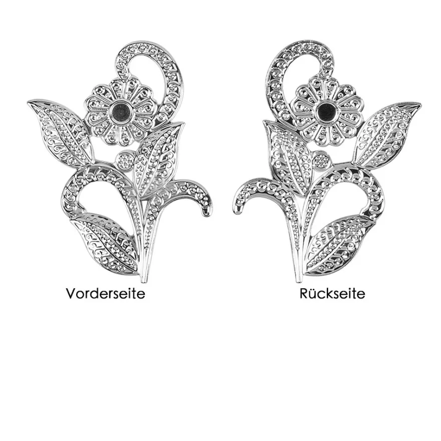 Metall-Ornamente, Design 6, 5cm x 4cm, silber, 9 Stück