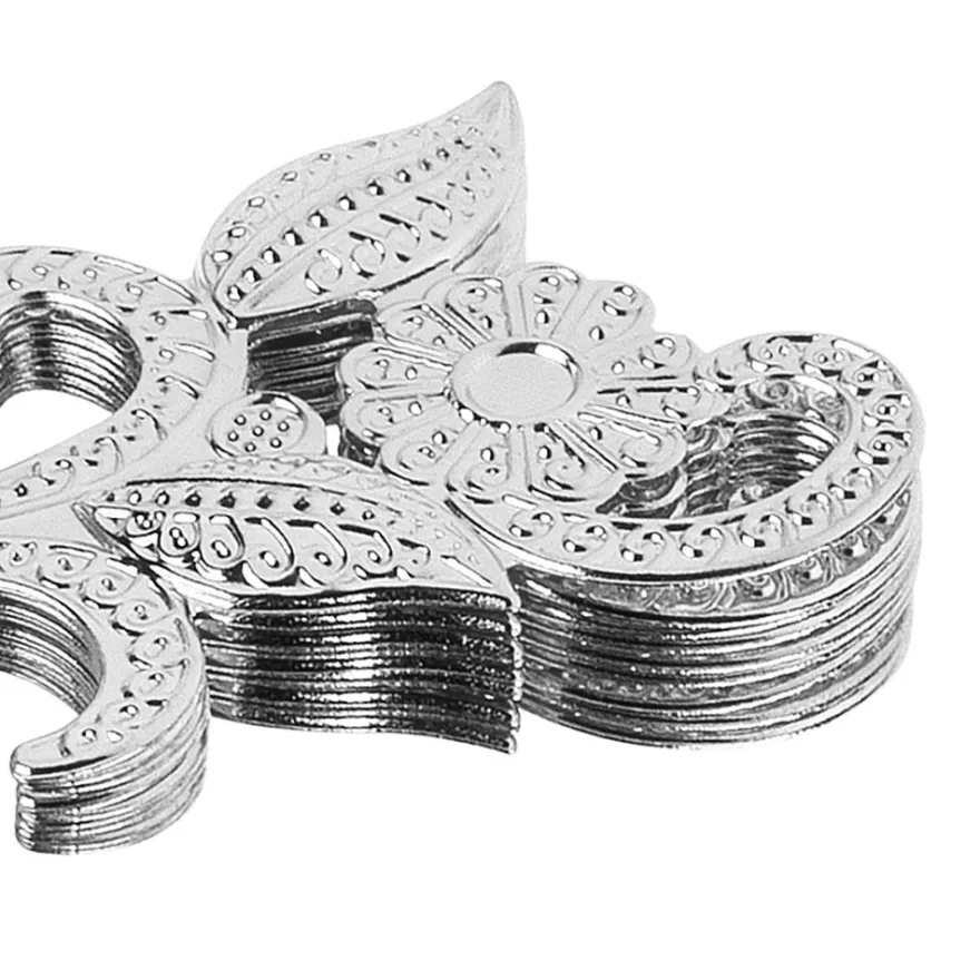 Metall-Ornamente, Design 6, 5cm x 4cm, silber, 9 Stück