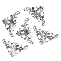 Metall-Ornamente, Design 3, 8cm x 4,5cm, silber, 5 Stück