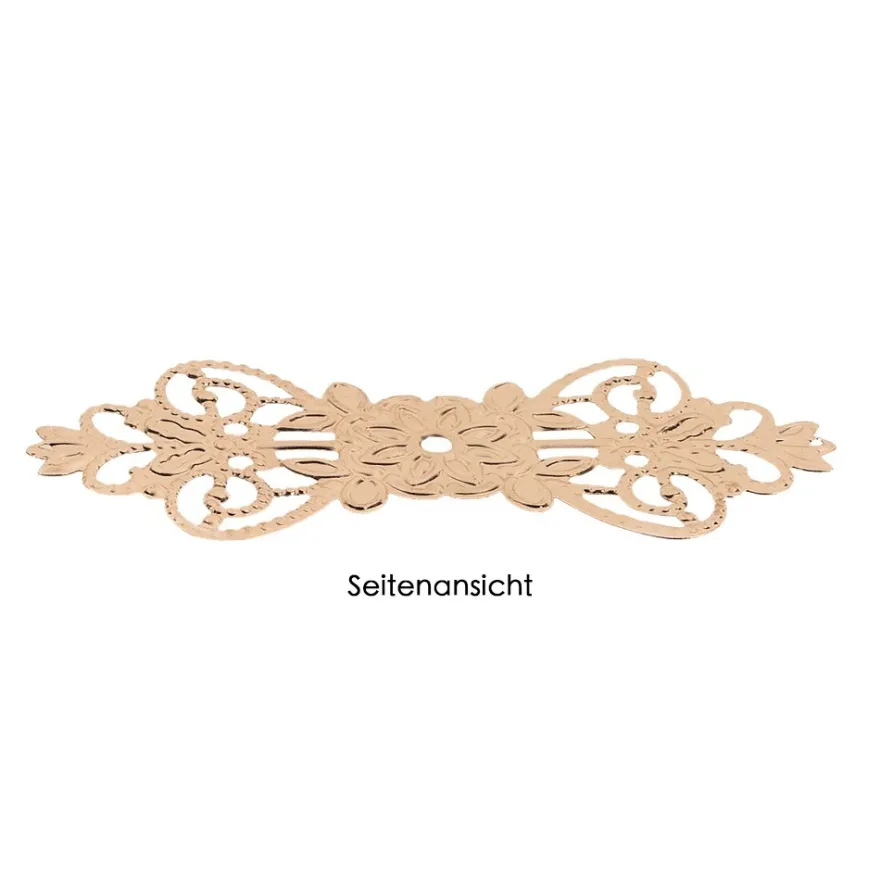 Metall-Ornamente, Design 1, 7,4cm x 3,1cm, roségold, 11 Stück