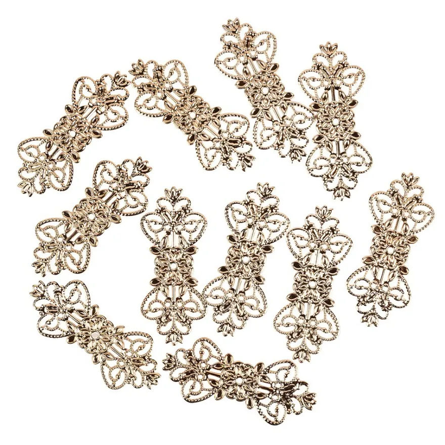 Metall-Ornamente, Design 1, 7,4cm x 3,1cm, roségold, 11 Stück