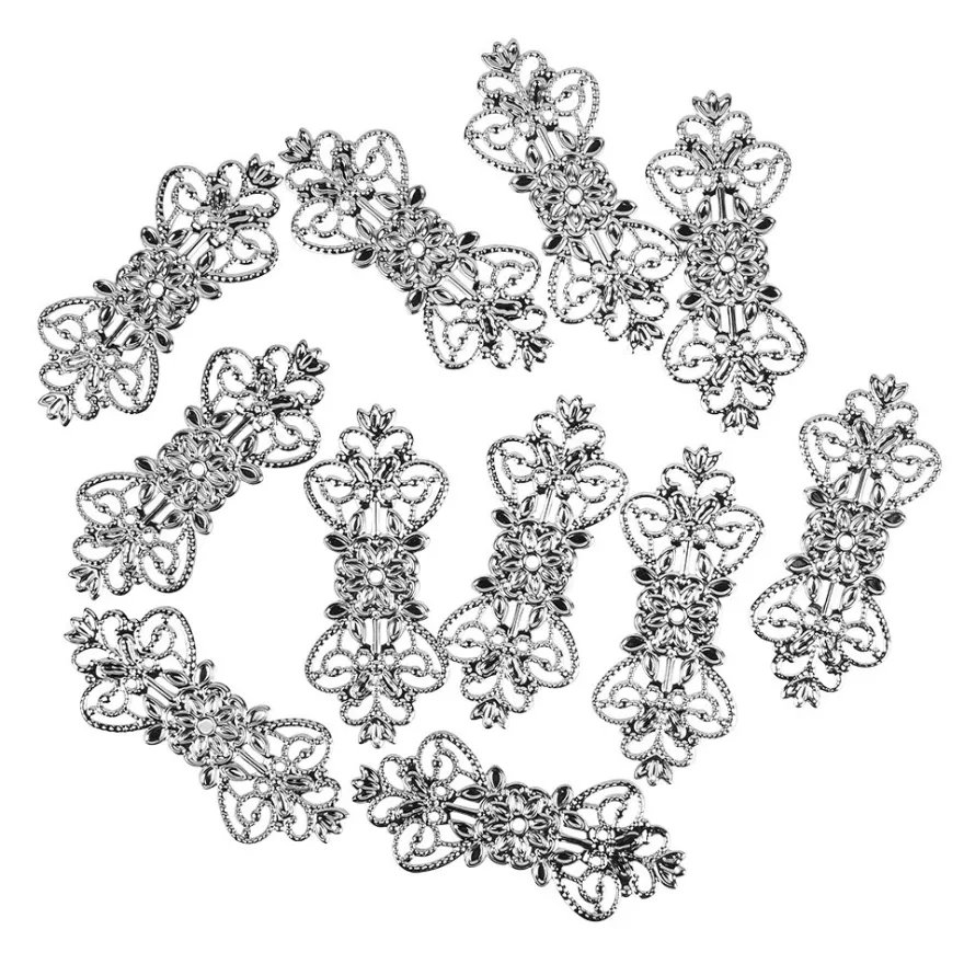 Metall-Ornamente, Design 1, 7,4cm x 3,1cm, silber, 11 Stück
