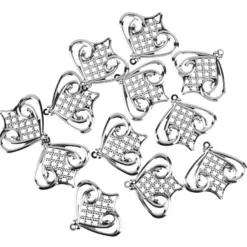 Metall-Ornamente, Design 5, 5,5cm x 5cm, silber, 12 Stück