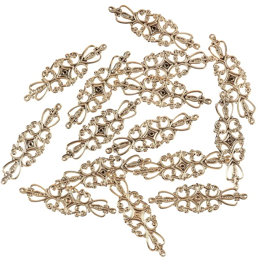 Metall-Ornamente, Design 8, 6,5cm x 2cm, roségold, 15 Stück