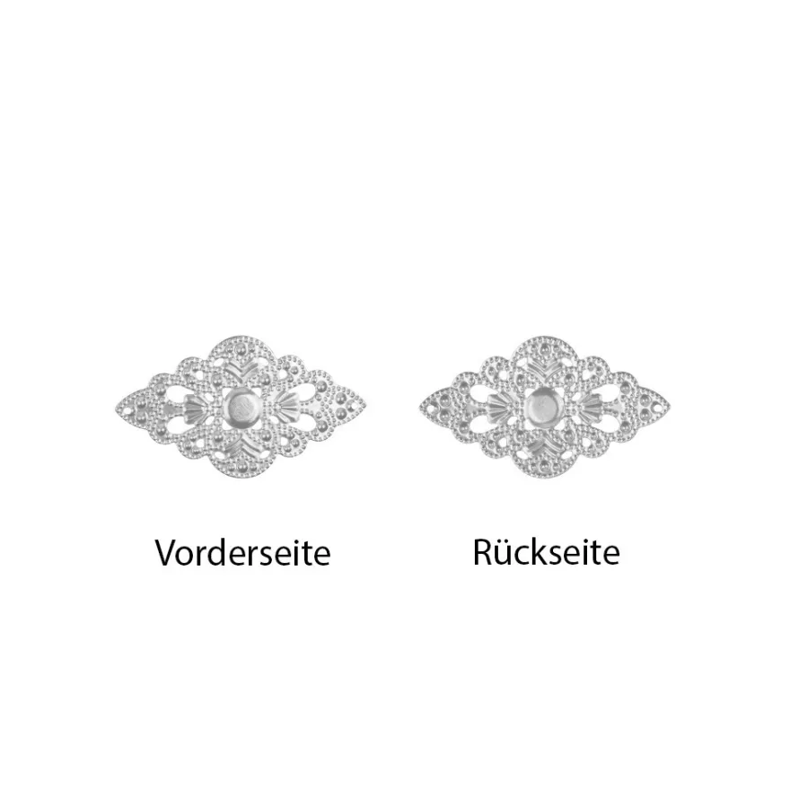 Metall-Ornamente, Design 25, 5,3cm x 3cm, silber, 15 Stück