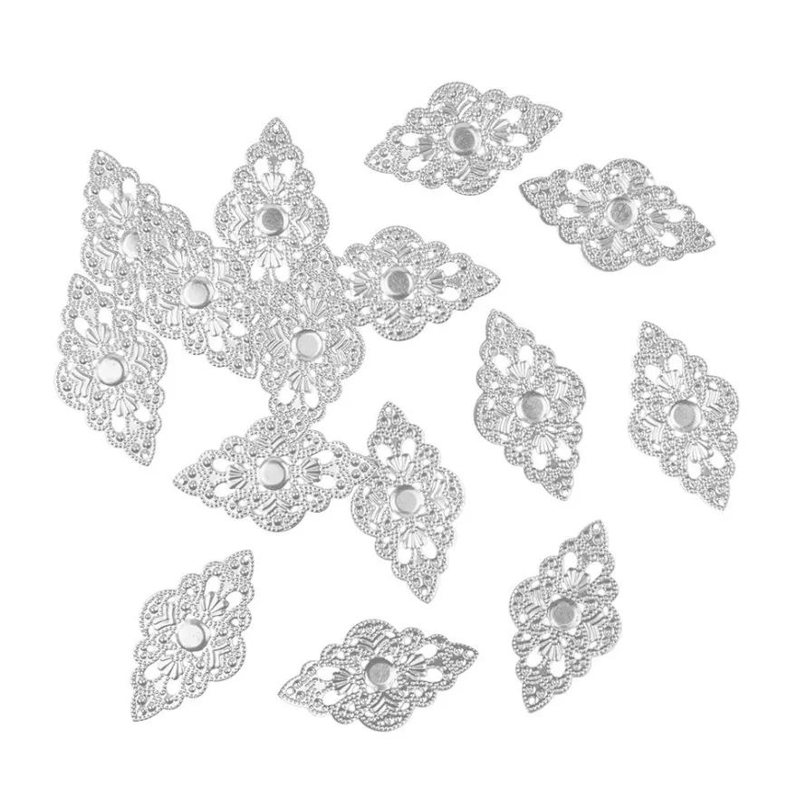 Metall-Ornamente, Design 25, 5,3cm x 3cm, silber, 15 Stück