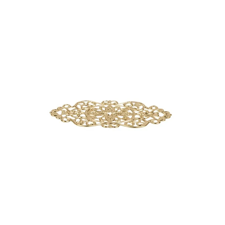 Metall-Ornamente, Design 22, 4,5cm x 2,3cm, hellgold, 15 Stück