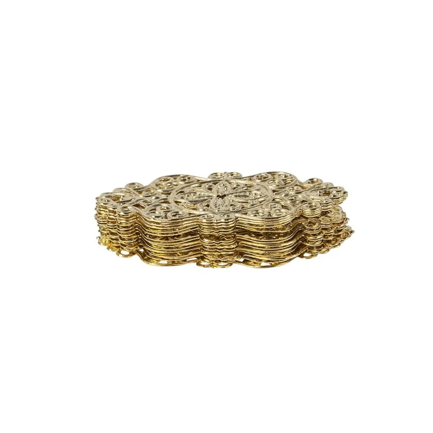 Metall-Ornamente, Design 22, 4,5cm x 2,3cm, hellgold, 15 Stück