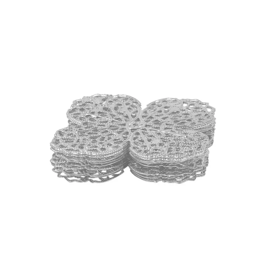 Metall-Ornamente, Design 27, 4,2cm x 4,2cm, silber, 9 Stück