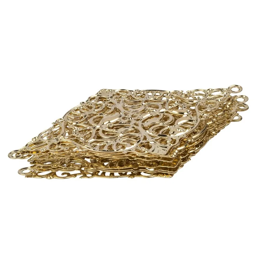 Metall-Ornamente, Design 10, 7,8cm x 5cm, hellgold, 8 Stück
