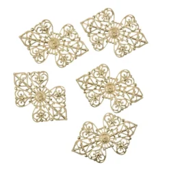 Metall-Ornamente, Design 15, 8,5cm x 5,3cm, hellgold, 5 Stück