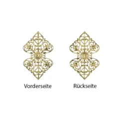 Metall-Ornamente, Design 15, 8,5cm x 5,3cm, hellgold, 5 Stück