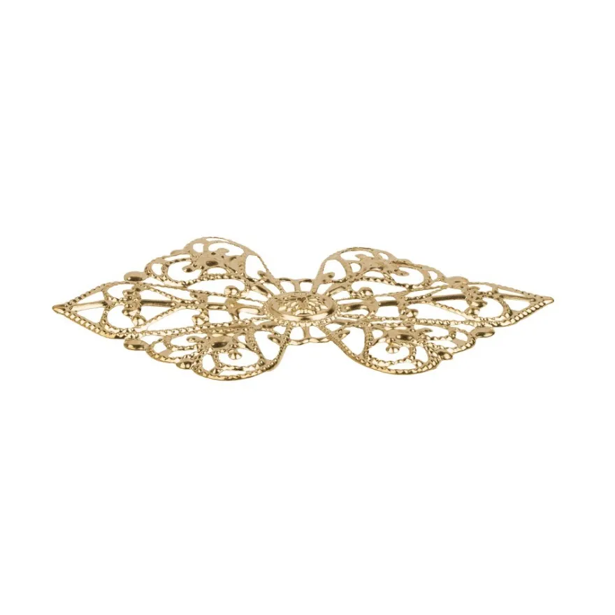Metall-Ornamente, Design 15, 8,5cm x 5,3cm, hellgold, 5 Stück