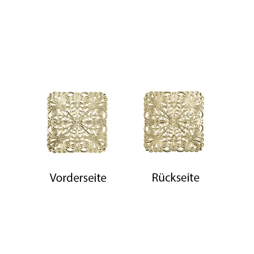 Metall-Ornamente, Design 14, 4,5cm x 4,5cm, hellgold, 7 Stück