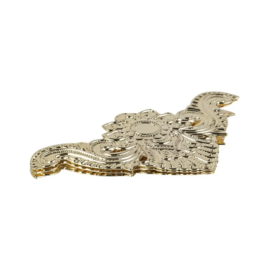 Metall-Ornamente, Design 12, 10,4cm x 5,6cm, hellgold, 3 Stück