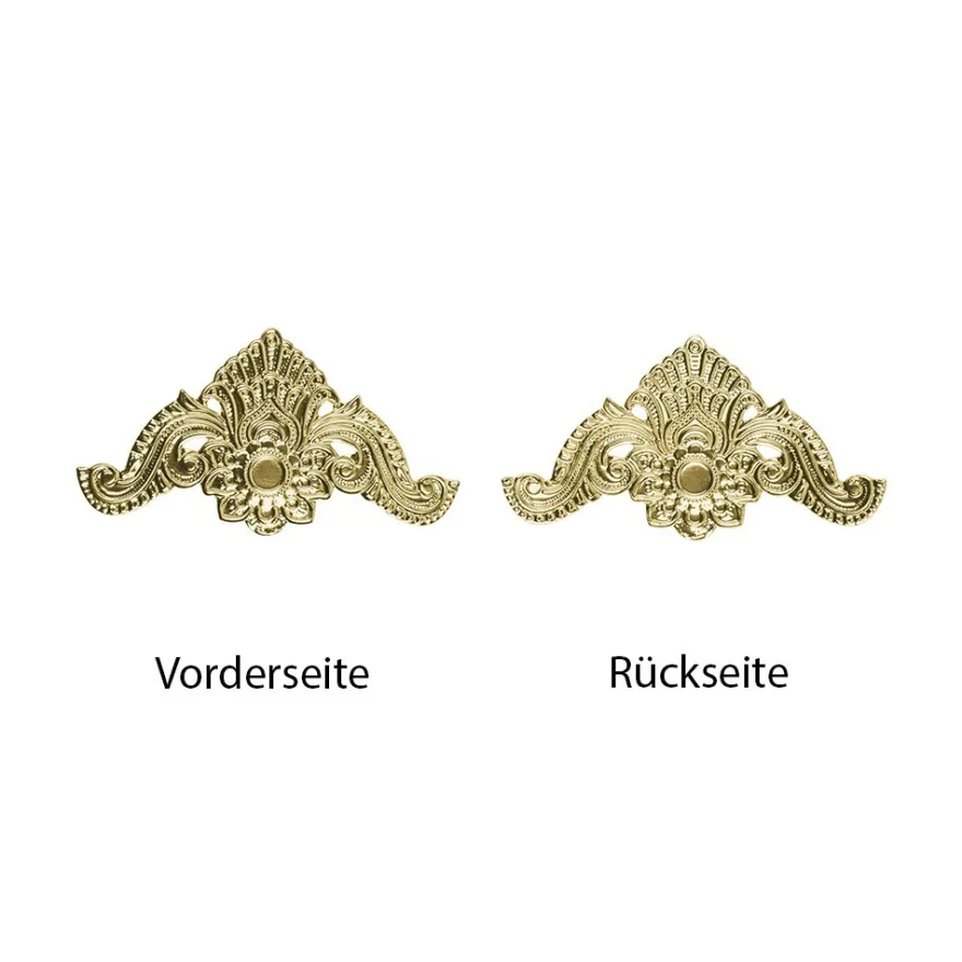 Metall-Ornamente, Design 12, 10,4cm x 5,6cm, hellgold, 3 Stück