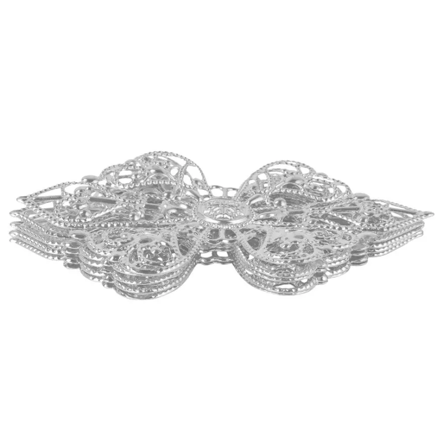 Metall-Ornamente, Design 15, 8,5cm x 5,3cm, silber, 5 Stück