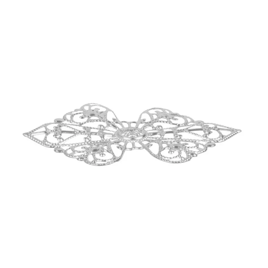 Metall-Ornamente, Design 15, 8,5cm x 5,3cm, silber, 5 Stück