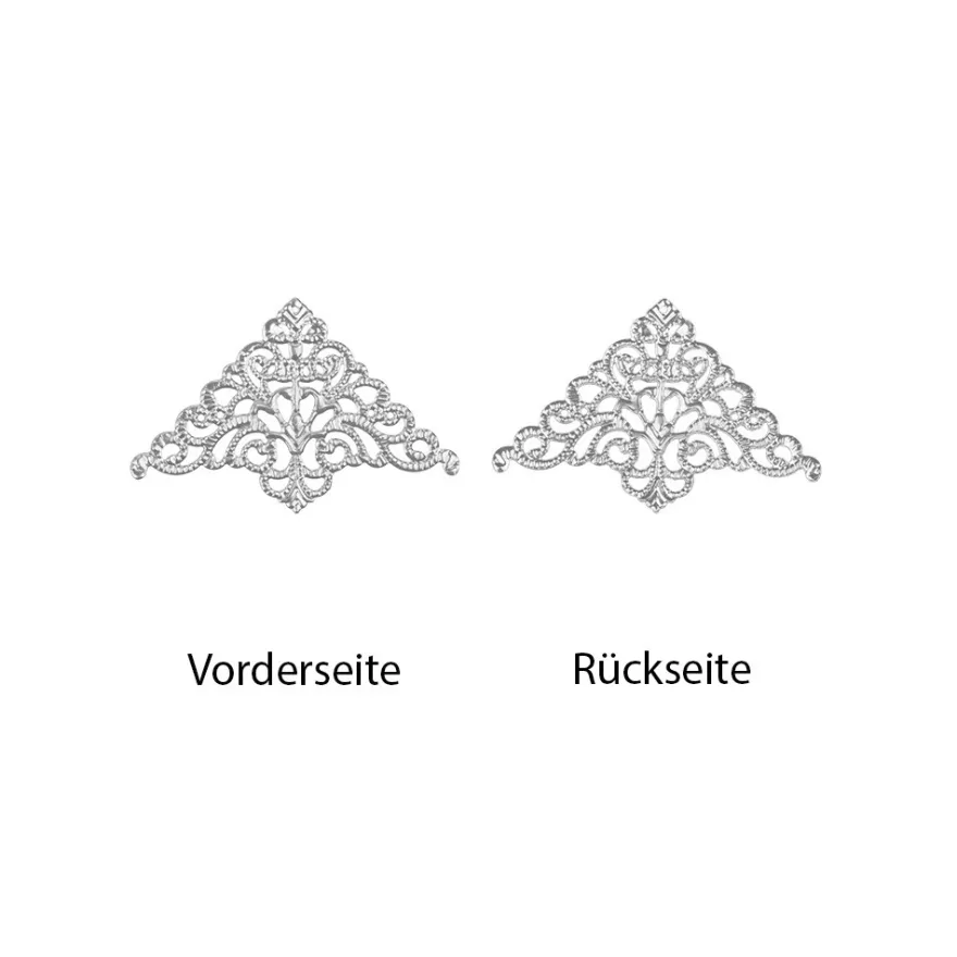 Metall-Ornamente, Design 21, 7,6cm x 5cm, silber, 9 Stück