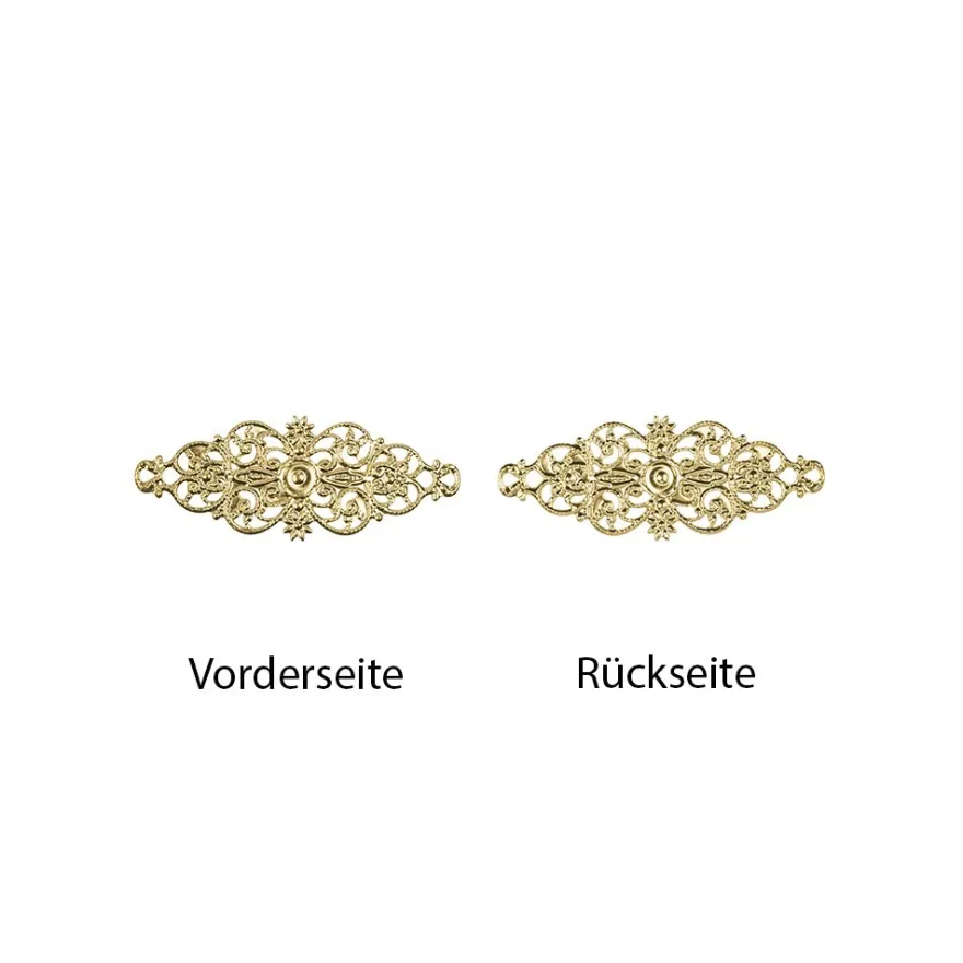 Metall-Ornamente, Design 19, 6,2cm x 2,4cm, hellgold, 10 Stück