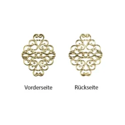 Metall-Ornamente, Design 23, 3,7cm x 3cm, hellgold, 15 Stück