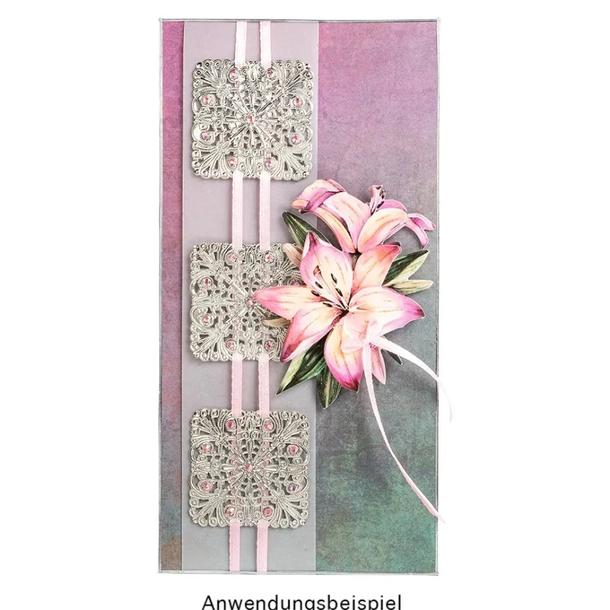 Metall-Ornamente, Design 14, 4,5cm x 4,5cm, silber, 7 Stück
