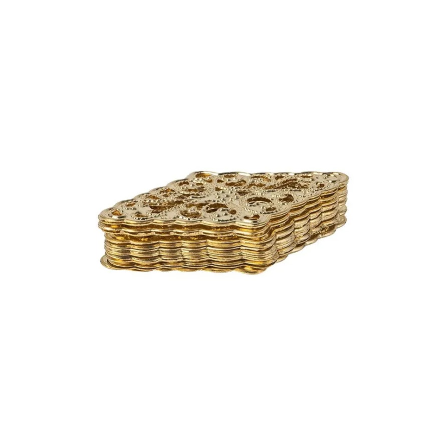Metall-Ornamente, Design 11, 4,6cm x 3cm, hellgold, 15 Stück