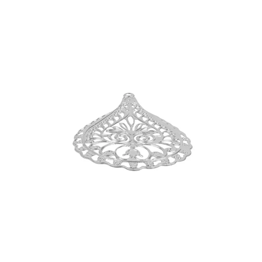 Metall-Ornamente, Design 33, 6,4cm x 4,1cm, silber, 9 Stück