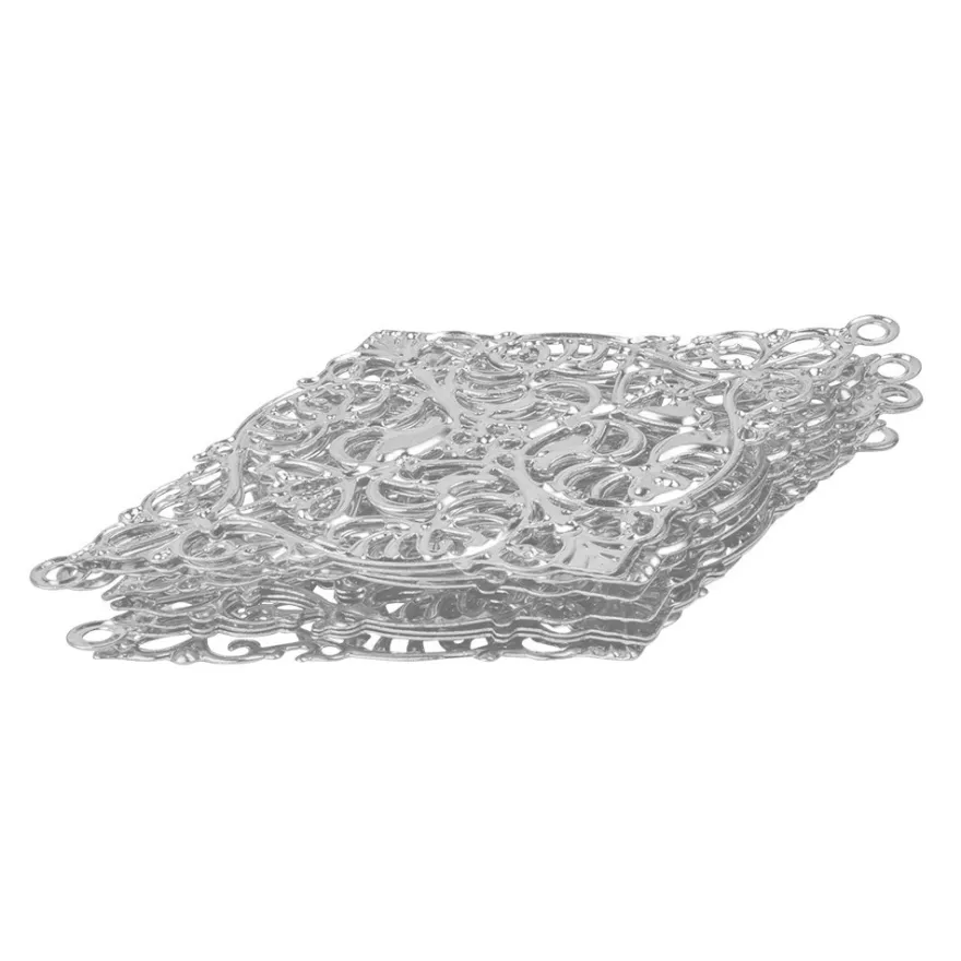 Metall-Ornamente, Design 10, 7,8cm x 5cm, silber, 8 Stück
