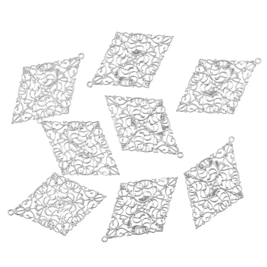 Metall-Ornamente, Design 10, 7,8cm x 5cm, silber, 8 Stück