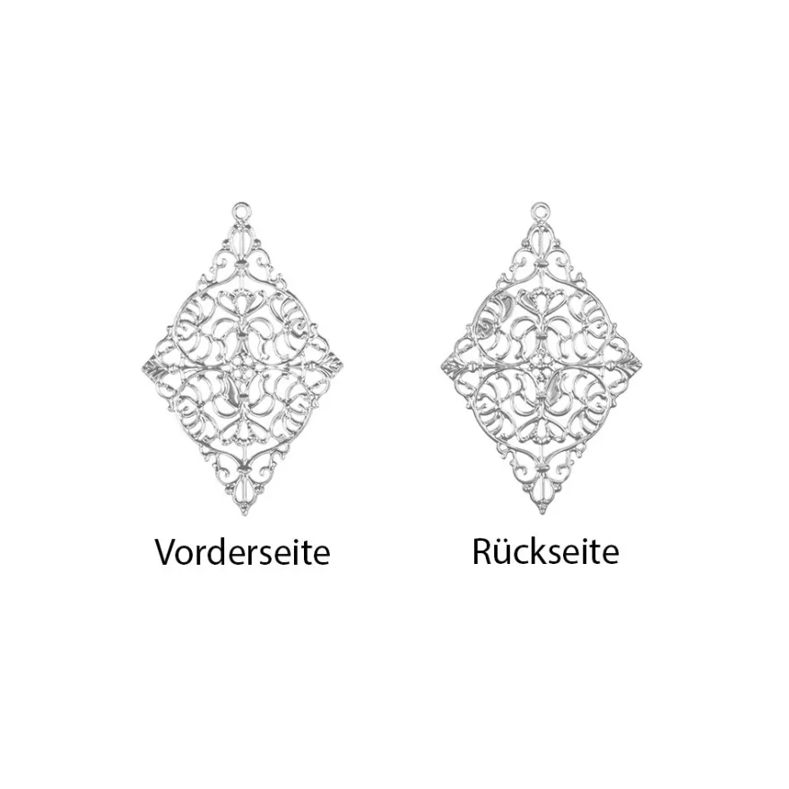 Metall-Ornamente, Design 10, 7,8cm x 5cm, silber, 8 Stück