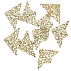 Metall-Ornamente, Design 21, 7,6cm x 5cm, hellgold, 9 Stück