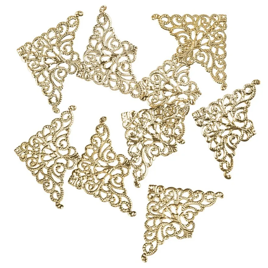 Metall-Ornamente, Design 21, 7,6cm x 5cm, hellgold, 9 Stück