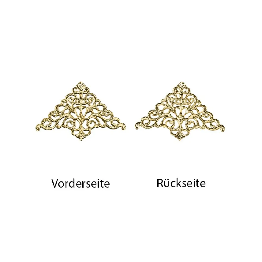 Metall-Ornamente, Design 21, 7,6cm x 5cm, hellgold, 9 Stück