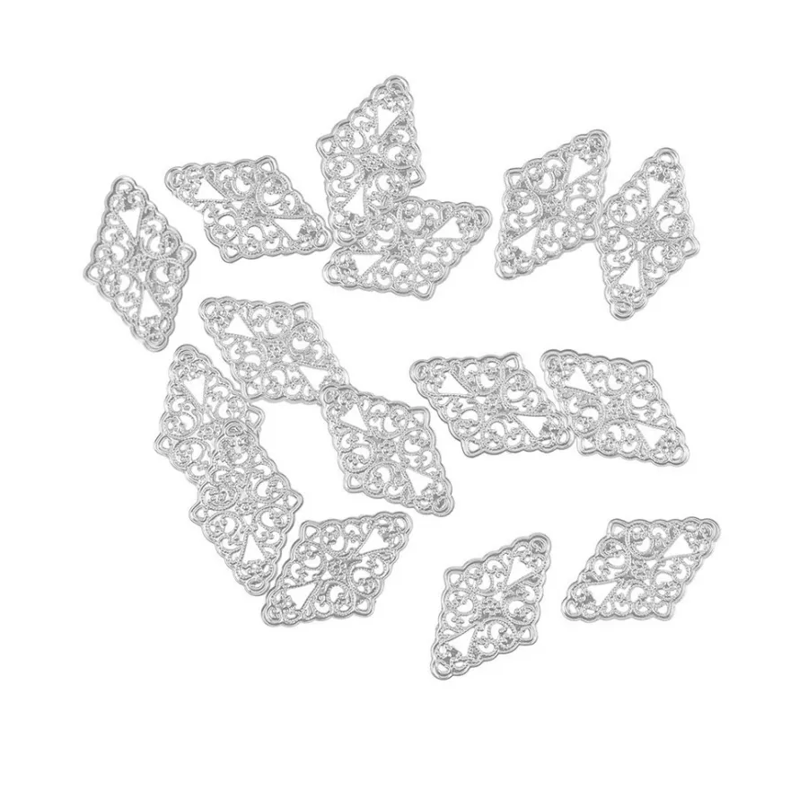 Metall-Ornamente, Design 11, 4,6cm x 3cm, silber, 15 Stück