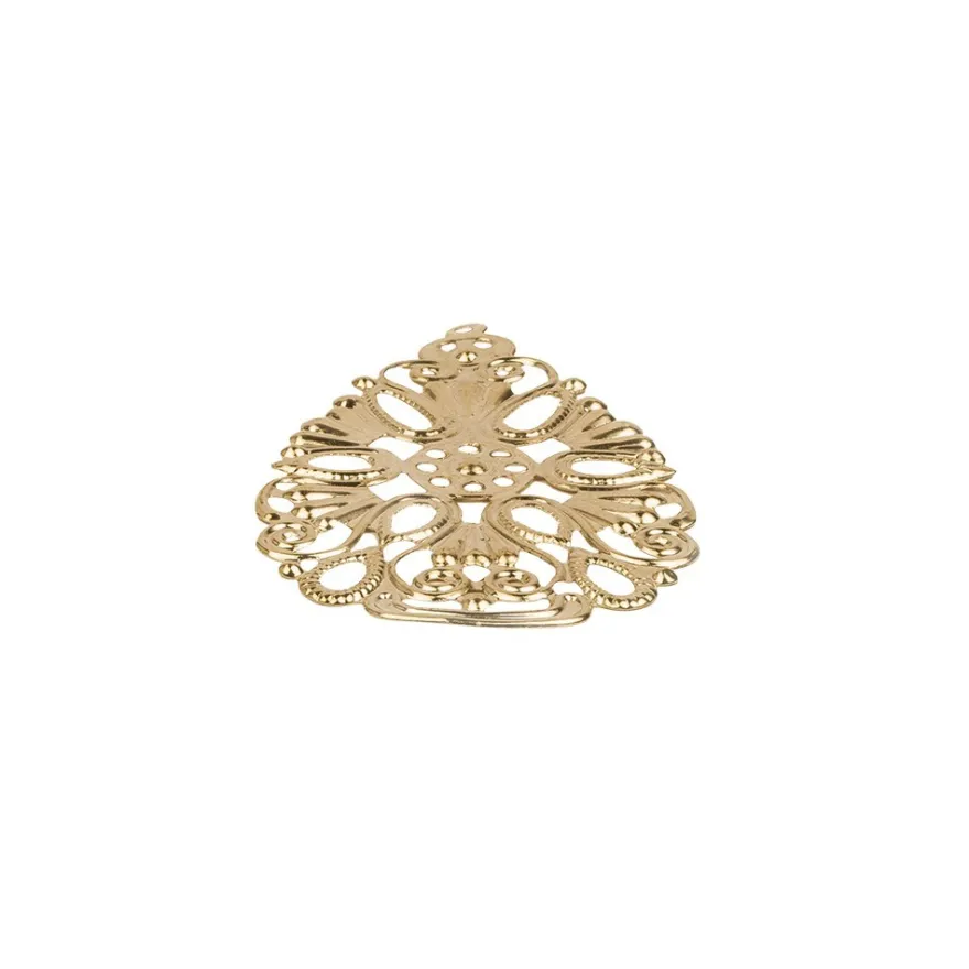 Metall-Ornamente, Design 28, 6,8cm x 4cm, hellgold, 7 Stück
