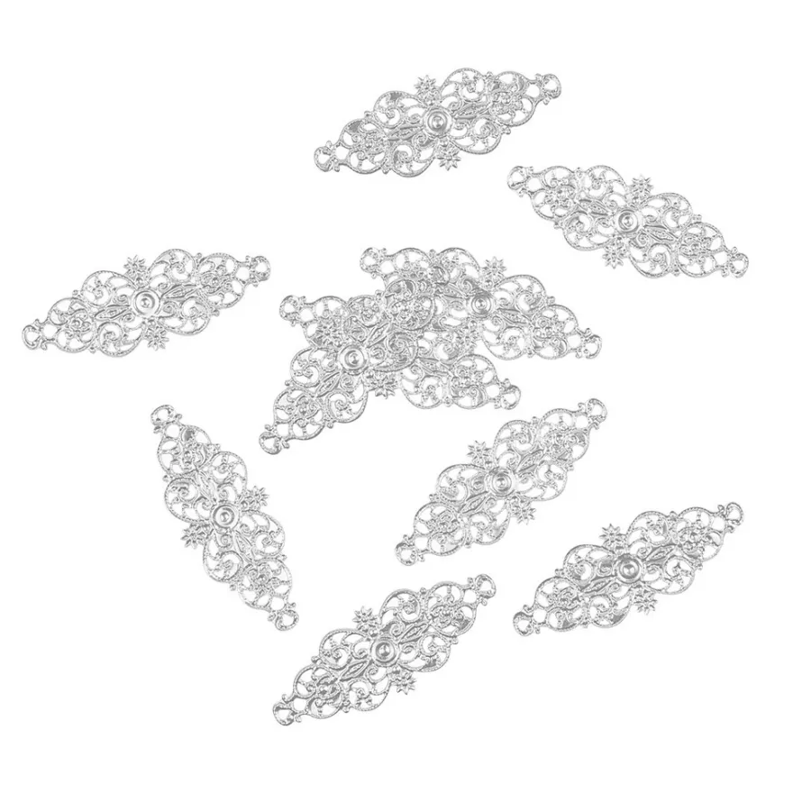 Metall-Ornamente, Design 19, 6,2cm x 2,4cm, silber, 10 Stück