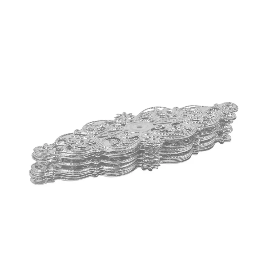Metall-Ornamente, Design 19, 6,2cm x 2,4cm, silber, 10 Stück