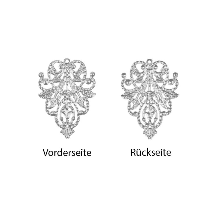 Metall-Ornamente, Design 13, 4,8cm x 3,5cm, silber, 10 Stück
