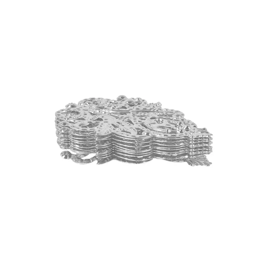 Metall-Ornamente, Design 13, 4,8cm x 3,5cm, silber, 10 Stück