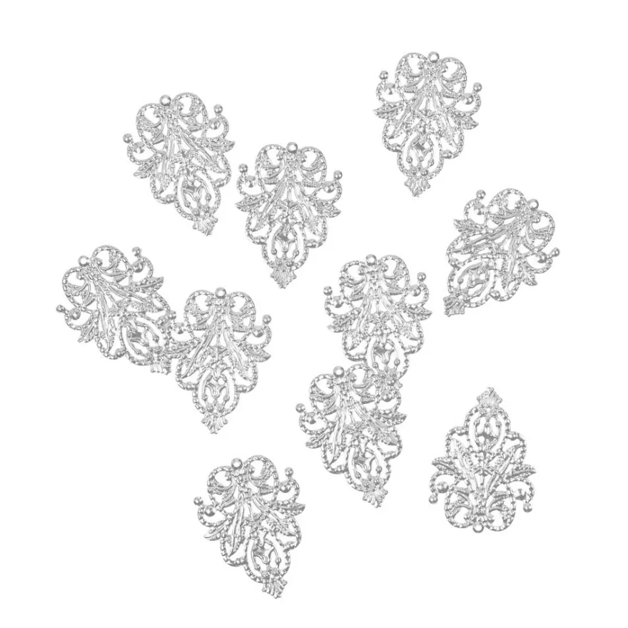 Metall-Ornamente, Design 13, 4,8cm x 3,5cm, silber, 10 Stück